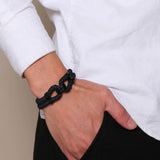 Double-layer Leather Logo Bracelet for Men