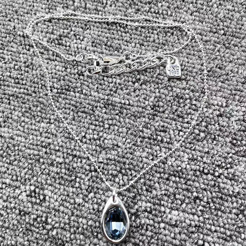 High Original Electroplated 925 Silver Sapphire Pendant Necklace Jewelry Gift