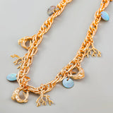 Metal Fish Link Necklace Set for Women Lady Maxi Chokers Boho Collar Jewelry