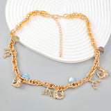 Metal Fish Link Necklace Set for Women Lady Maxi Chokers Boho Collar Jewelry