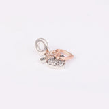 925 Silver Heart Padlock Double Dangle Charm Beads for Jewelry Making