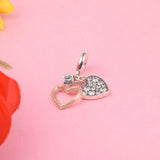 925 Silver Heart Padlock Double Dangle Charm Beads for Jewelry Making