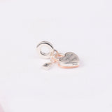 925 Silver Heart Padlock Double Dangle Charm Beads for Jewelry Making