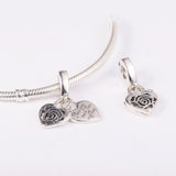 925 Silver Rose Heart Padlock Charm Bead for Jewelry Making
