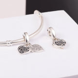 925 Silver Rose Heart Padlock Charm Bead for Jewelry Making