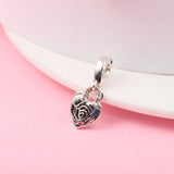 925 Silver Rose Heart Padlock Charm Bead for Jewelry Making