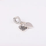 925 Silver Rose Heart Padlock Charm Bead for Jewelry Making