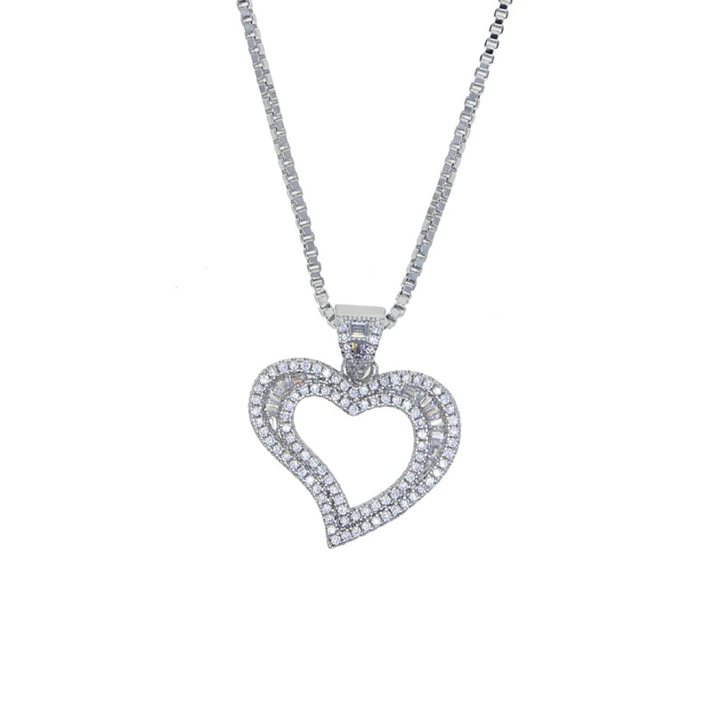 Heart Shaped CZ Pendant Ice Necklace for Girlfriend