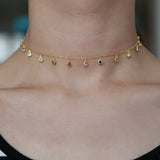 Rainbow CZ Choker Necklace 925 Sterling Charm Jewelry