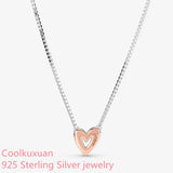 925 Silver Sparkling Freehand Heart Necklace Women Fine Jewelry