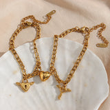 Stainless Steel Magnet Heart Lock Key Chain Couple Bracelets