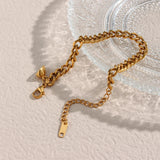 Minimalist Heart Charm Cuban Chain Couple Bracelets