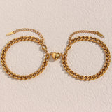 Minimalist Heart Charm Cuban Chain Couple Bracelets