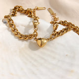 Minimalist Heart Charm Cuban Chain Couple Bracelets