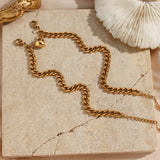 Minimalist Heart Charm Cuban Chain Couple Bracelets