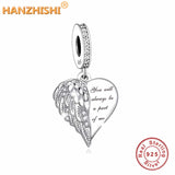 925 Silver Heart Wings Dangle Charm Bead for Bracelet Necklace Gift