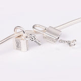 925 Silver Padlock & Key Dangle Charm Beads Europe DIY Bracelet S925 Jewelry