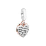 925 Silver Entwined Hearts Dangle Charm for Bracelets