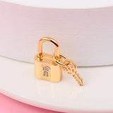 Plated Padlock Key Charm Euro Bracelet 925 Silver Bead Jewelry Making