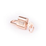 Rose Plated Padlock Key Charm for Europe Bracelets 925 Silver Beads