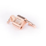 Rose Plated Padlock Key Charm for Europe Bracelets 925 Silver Beads