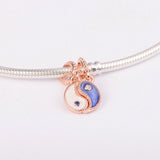 925 Silver Yin & Yang Sparkling Dangle Charm Beads for Jewelry Making