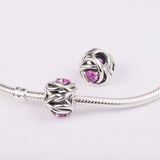 Valentines 925 Silver Pink Eternity Circle Charm Beads