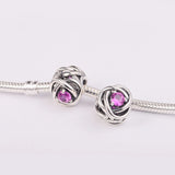Valentines 925 Silver Pink Eternity Circle Charm Beads