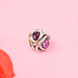 Valentines 925 Silver Pink Eternity Circle Charm Beads