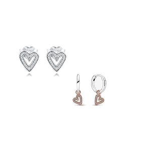 925 Silver Heart Hoop Earrings Wedding Jewelry