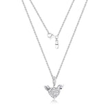Valentines Sparkling Heart Necklace 925 Sterling Silver Women's Jewelry