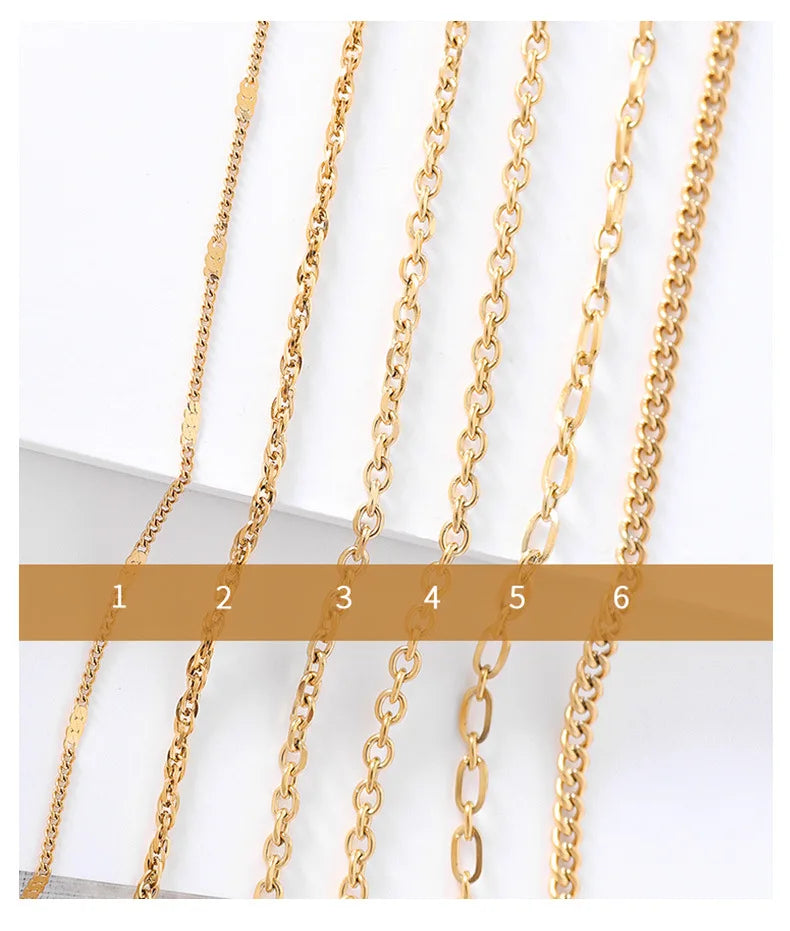 Stainless Steel Cuban Chain Necklace Vintage Tone Solid Metal Necklace