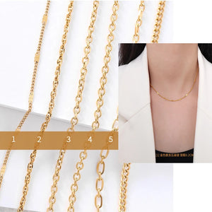 Stainless Steel Cuban Chain Necklace Vintage Tone Solid Metal Necklace
