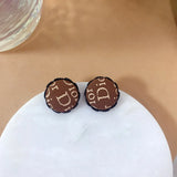 Velvet Houndstooth Earrings Light Temperament Geometric High-end Bear Earrings