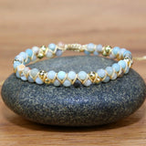 Vintage Amazonite beads adjustable bracelet bangle