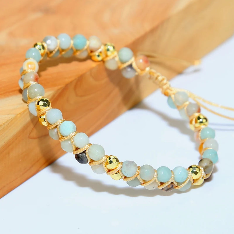 Vintage Amazonite beads adjustable bracelet bangle