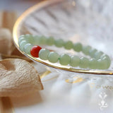 Vintage Natural Hetian Jade Bead Charm Bracelet with Red Agate