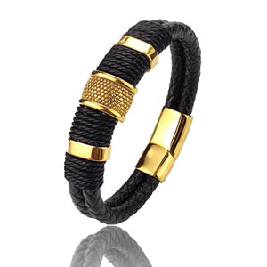 Vintage Multilayer Leather Men Bracelet Stone Bead Bracelet