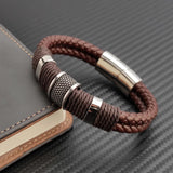Vintage Multilayer Leather Men Bracelet Stone Bead Bracelet