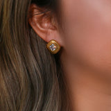 Vintage AAA Zircon Stud Earrings Stainless Steel Twill Women's Party Jewelry