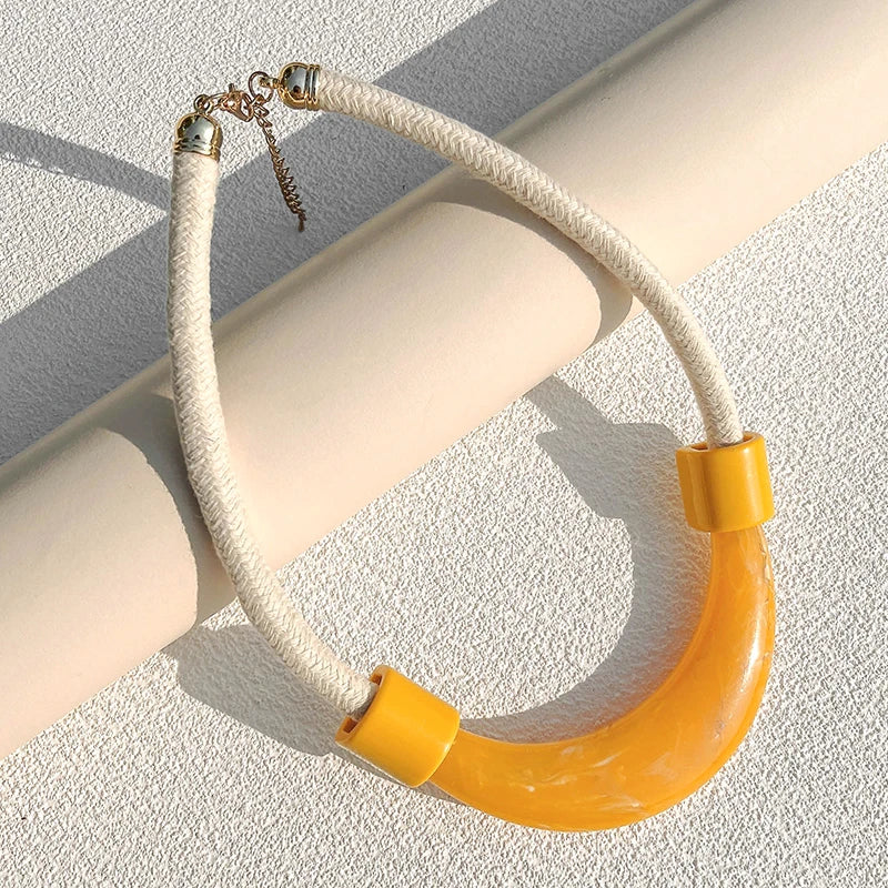Vintage Rope Chokers Necklaces for Women Acrylic Big Sweater Necklace