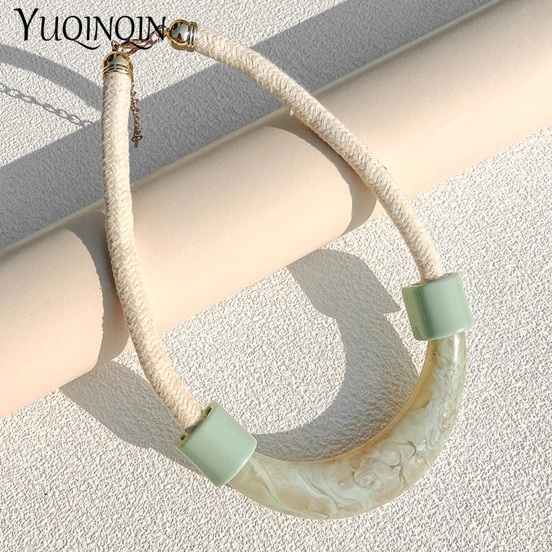 Vintage Rope Chokers Necklaces for Women Acrylic Big Sweater Necklace