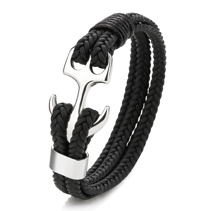 Vintage Anchor Braided Bracelet for Men