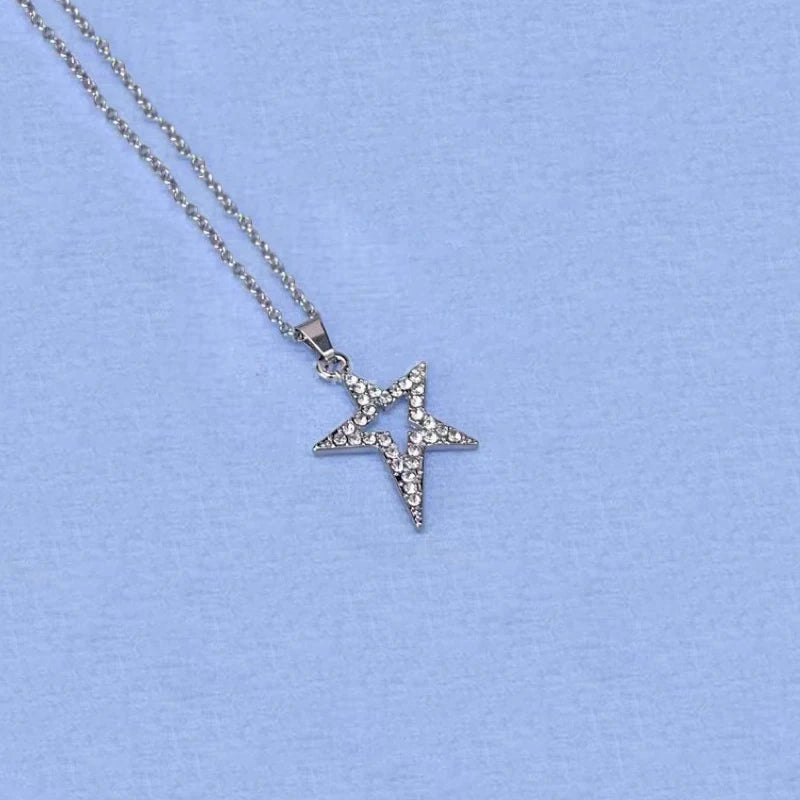 Vintage Star Crystal Pendant Necklaces for Women Y2k Jewelry