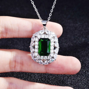 Vintage Crystal Pendant Necklace Women Silver Sweater Necklace