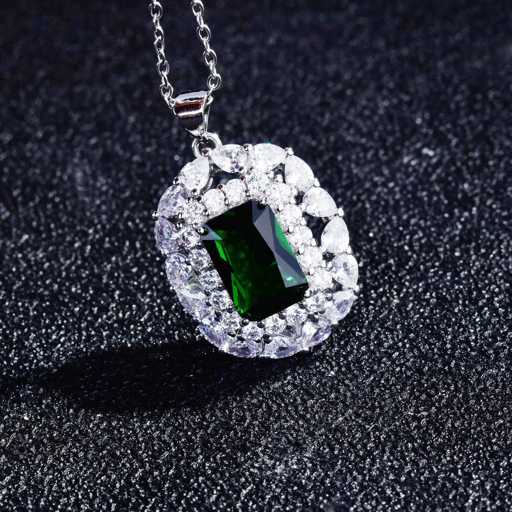 Vintage Crystal Pendant Necklace Women Silver Sweater Necklace