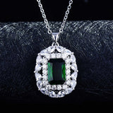Vintage Crystal Pendant Necklace Women Silver Sweater Necklace