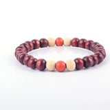 Vintage Wooden Bead Rosary Couple Men Bracelet