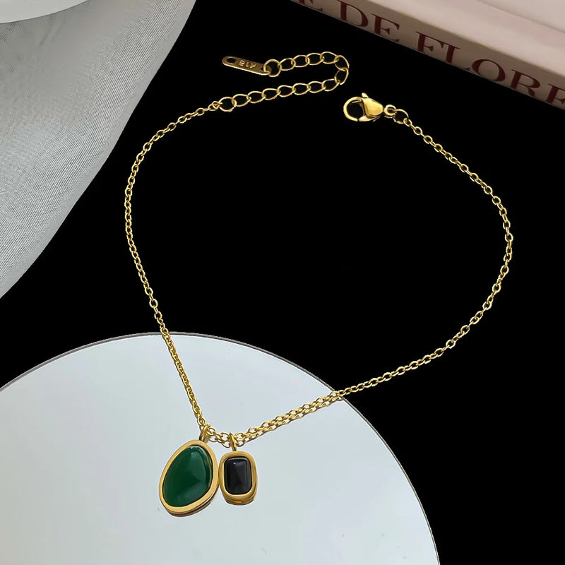 Vintage Stainless Steel Irregular Pendant Anklet
