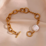 18K Plated Pearl Bracelet Waterproof Hypoallergenic Chain for Women